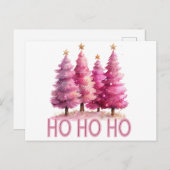 Cartes Pour Fêtes Annuelles Arbre de Noël rose HOHOHOHO (Devant / Derrière)