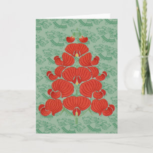 Cartes Pour Fêtes Annuelles Arbre de Noël rouge de fleur de Deco