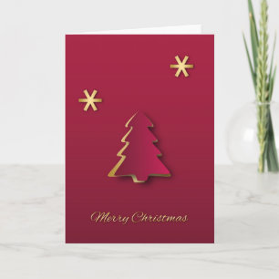 Cartes Pour Fêtes Annuelles Arbre de Noël rouge d'or élégant chic