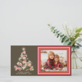 Cartes Pour Fêtes Annuelles Arbre de Noël rouge éclatant Cercles rétro Photo (Debout devant)