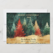 Cartes Pour Fêtes Annuelles Arbre de Noël Rouge Vert Luxe Élégant (Devant)