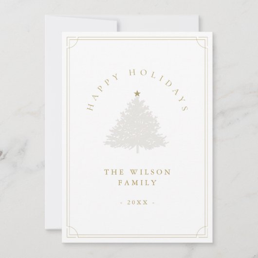 Cartes Pour Fêtes Annuelles Arbre de Noël Rustic Gold Noël Modifiable Fêtes (Devant)