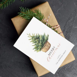 Cartes Pour Fêtes Annuelles Arbre de Noël rustique dans un panier à plat