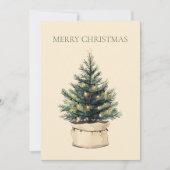 Cartes Pour Fêtes Annuelles Arbre de Noël rustique minimal (Devant)