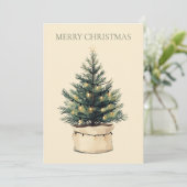 Cartes Pour Fêtes Annuelles Arbre de Noël rustique minimal (Debout devant)