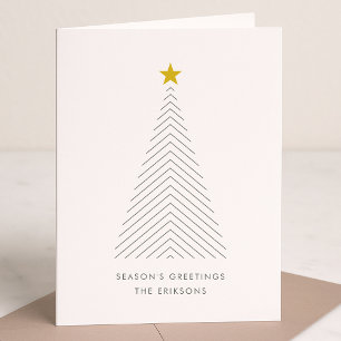 Cartes Pour Fêtes Annuelles Arbre de Noël scandinave   Minimaliste Gold Star