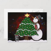 Cartes Pour Fêtes Annuelles Arbre de Noël Snowman Surprise Art Imprimer (Devant / Derrière)