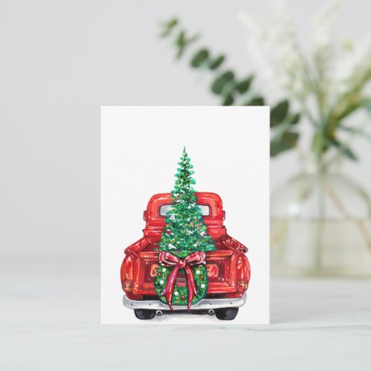 Cartes Pour Fêtes Annuelles arbre de noël sur camion (Debout devant)