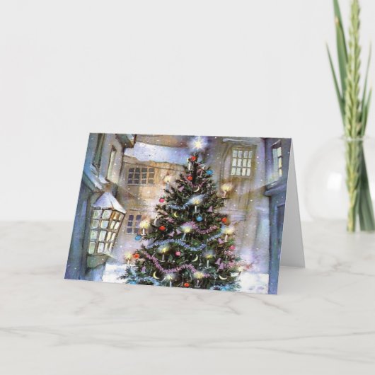 Cartes Pour Fêtes Annuelles Arbre de Noël sur la rue (Devant)
