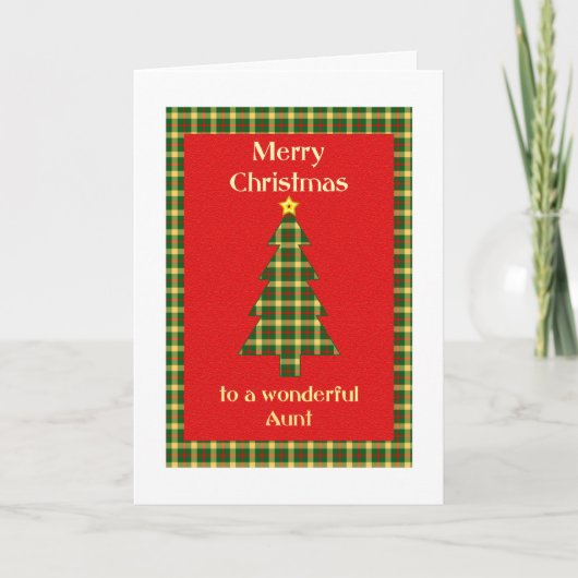 Cartes Pour Fêtes Annuelles Arbre de Noël Tartan (Devant)