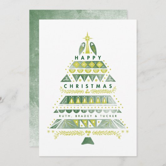 Cartes Pour Fêtes Annuelles Arbre de Noël texturé (Devant / Derrière)