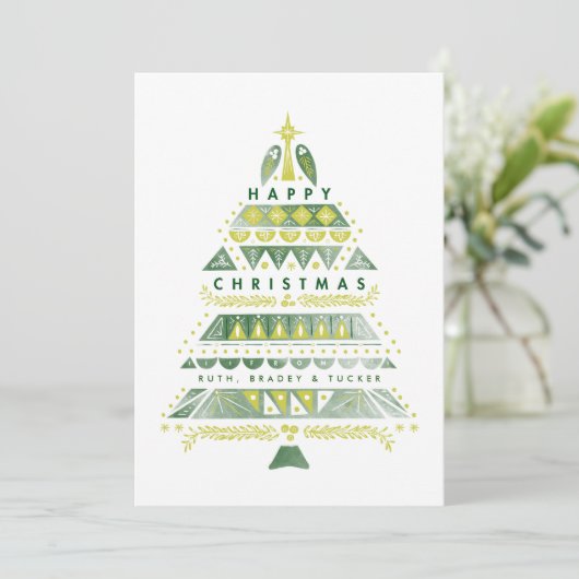 Cartes Pour Fêtes Annuelles Arbre de Noël texturé (Debout devant)