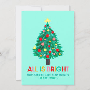 Cartes Pour Fêtes Annuelles Arbre de Noël "Tout est brillant" Couleurs Personn