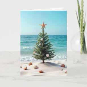 Cartes Pour Fêtes Annuelles Arbre De Noël Tropical Avec Dollars De Sable