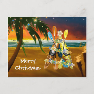 Cartes Pour Fêtes Annuelles Arbre de Noël tropical Kayak