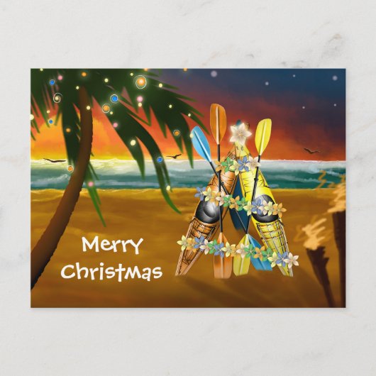 Cartes Pour Fêtes Annuelles Arbre de Noël tropical Kayak (Devant)
