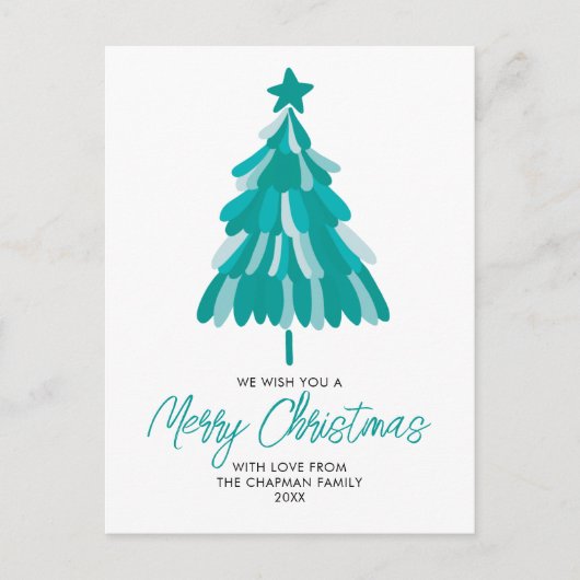 Cartes Pour Fêtes Annuelles Arbre de Noël Turquoise hiver vert (Devant)