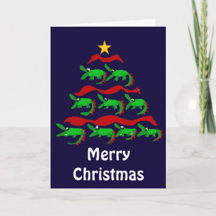 Cartes Pour Fêtes Annuelles Arbre de Noël unique d'art d'alligator d'amusement