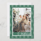 Cartes Pour Fêtes Annuelles Arbre de Noël vert et blanc Photo Motif (Devant)