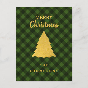 Cartes Pour Fêtes Annuelles Arbre de Noël vert et noir Buffalo plaid