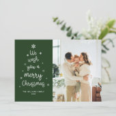 Cartes Pour Fêtes Annuelles Arbre de Noël vert Joyeux Noël Photo (Debout devant)