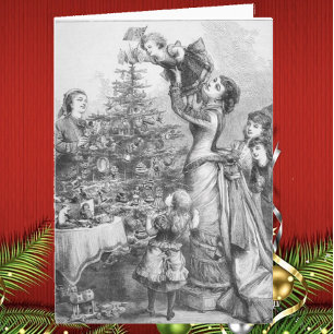 Cartes Pour Fêtes Annuelles Arbre de Noël victorien de la famille Antique Fête