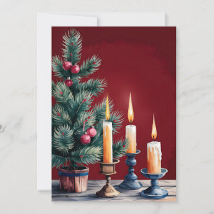 Cartes Pour Fêtes Annuelles Arbre de Noël vintage artistique aux bougies