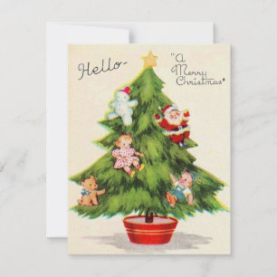 Cartes Pour Fêtes Annuelles Arbre De Noël Vintage Avec Ornements