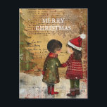 Cartes Pour Fêtes Annuelles Arbre de Noël Vintage Enfants Neige<br><div class="desc">Carte postale vintage de Noël avec le tableau de deux enfants debout dans la neige devant un sapin de Noël. Texte dit, "Joyeux Noël" mais est personnalisable pour votre propre salutation. Personnalisé au dos avec votre message et votre nom. Contactez-moi pour obtenir de l'aide sur votre personnalisation ou pour demander...</div>