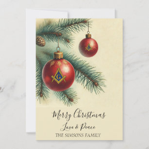Cartes Pour Fêtes Annuelles Arbre de Noël vintage franc-maçon Joyeux Maçonniqu