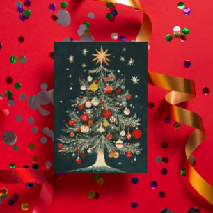 Cartes Pour Fêtes Annuelles Arbre de Noël Vintage Ornements Star Topper