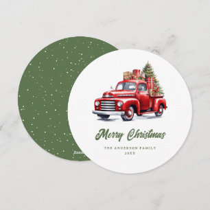 Cartes Pour Fêtes Annuelles Arbre de Noël vintage Red Truck