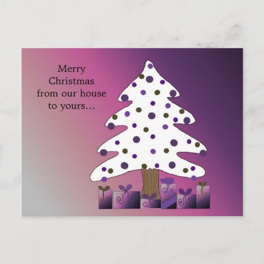 Cartes Pour Fêtes Annuelles Arbre de Noël violet et blanc (Devant)