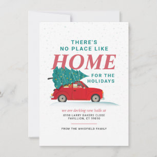 Cartes Pour Fêtes Annuelles Arbre de Noël Voiture rouge Nous avons déménagé Va