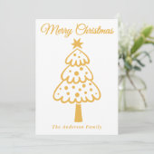 Cartes Pour Fêtes Annuelles Arbre de Noël Whimsical Jaune (Debout devant)