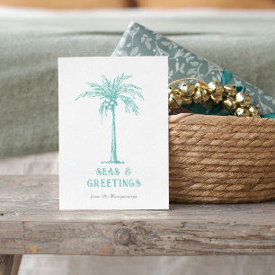 Cartes Pour Fêtes Annuelles Arbre de palmier tropical Joyeux Noël mers et salu