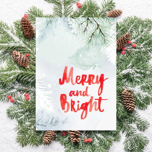 Cartes Pour Fêtes Annuelles Arbre de pin enneigé aquarelle joyeux et lumineux
