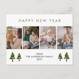 Cartes Pour Fêtes Annuelles Arbre de pin minimaliste moderne pour 4 photos de