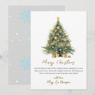 Cartes Pour Fêtes Annuelles Arbre de script élégant non photo aquarelle Noël