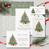 Cartes Pour Fêtes Annuelles Arbre de script élégant non photo aquarelle Noël