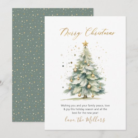 Cartes Pour Fêtes Annuelles Arbre de script élégant non photo Noël (Devant / Derrière)