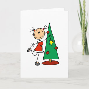 Cartes Pour Fêtes Annuelles Arbre de vacances en bonhomme allumette