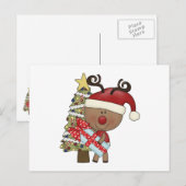 Cartes Pour Fêtes Annuelles Arbre de vacances Rudy Reindeer (Devant / Derrière)