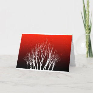 Cartes Pour Fêtes Annuelles Arbre de vie : Arbres blancs sur l'art rouge