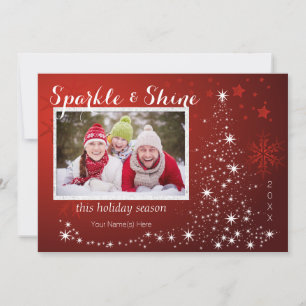 Cartes Pour Fêtes Annuelles Arbre des lumières blanches avec quatre photos