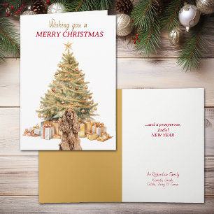 Cartes Pour Fêtes Annuelles Arbre doré Buff Cocker Spaniel Noël
