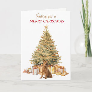 Cartes Pour Fêtes Annuelles Arbre doré Chien Terrier Irlandais Noël