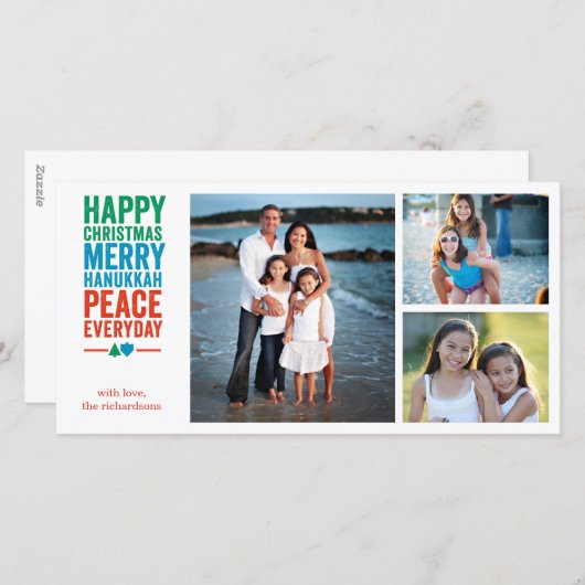 Cartes Pour Fêtes Annuelles Arbre Dreidel 3 (Devant / Derrière)