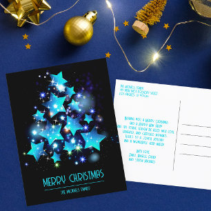 Cartes Pour Fêtes Annuelles Arbre étoilé bleu céleste moderne sombre Noël