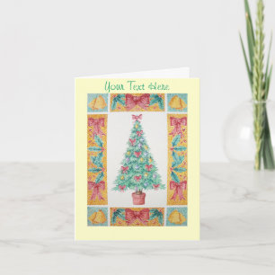 Cartes Pour Fêtes Annuelles arbre festif avec arcs rouges et cloches chri uniq